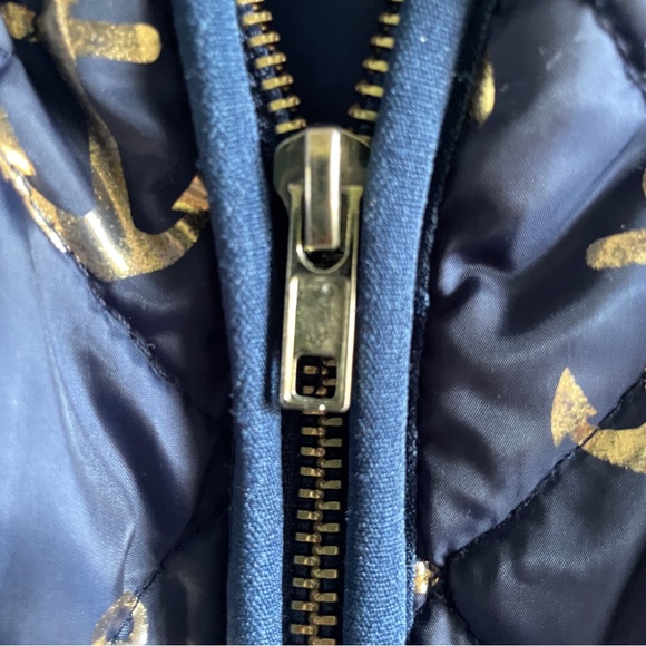 Simply Southern Navy Quilted Puffer Jacket Vest with Metallic Anchors - Picture 4 of 13
